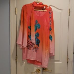 Nanette Lepore Bell sleeve coral print dress sz 6